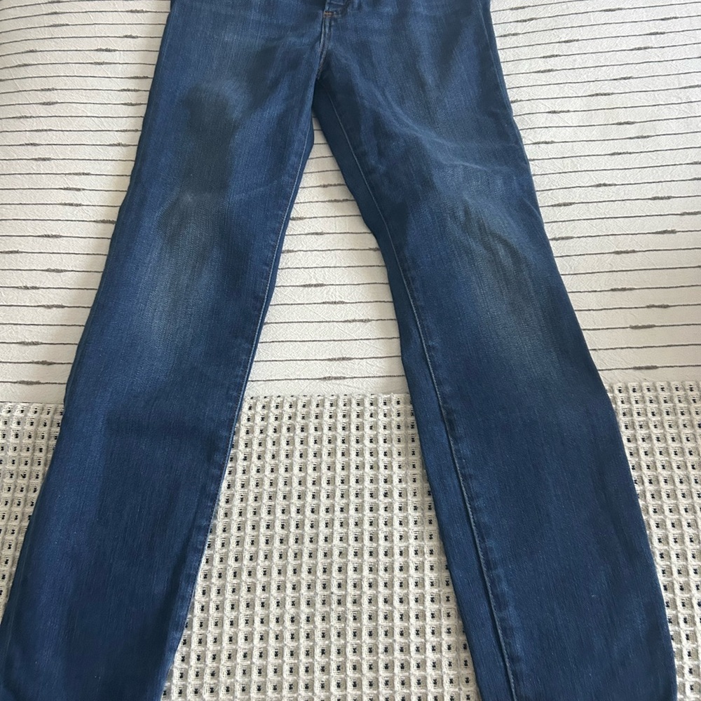 Denim Forum Straight Leg Jeans in Dark Blue Wash